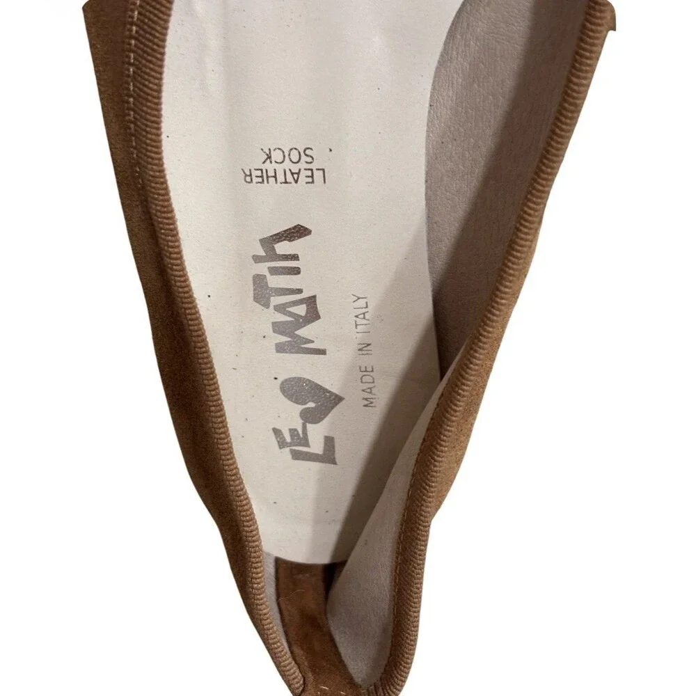Le Matin Italy Brown Suede Pointed Toe Flat Tortoise Shell  Buckle Sz 9/39